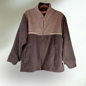 Peruvian Link Manta Jacket Alpaca Wool Full Zip Men’s Gray Size M